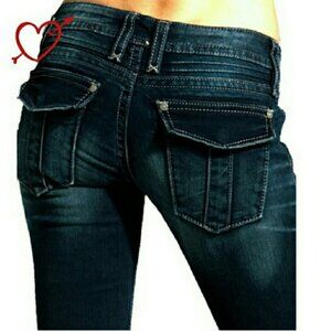 Rock by Rock Revival Kacy Boot Cut Whiskered Dark Wash Jeans Size 28